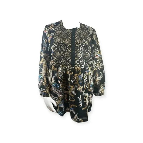 Ulla Popken Tunic Boho Paisley Embroidered Sequins top size 20/22 - Picture 1 of 8